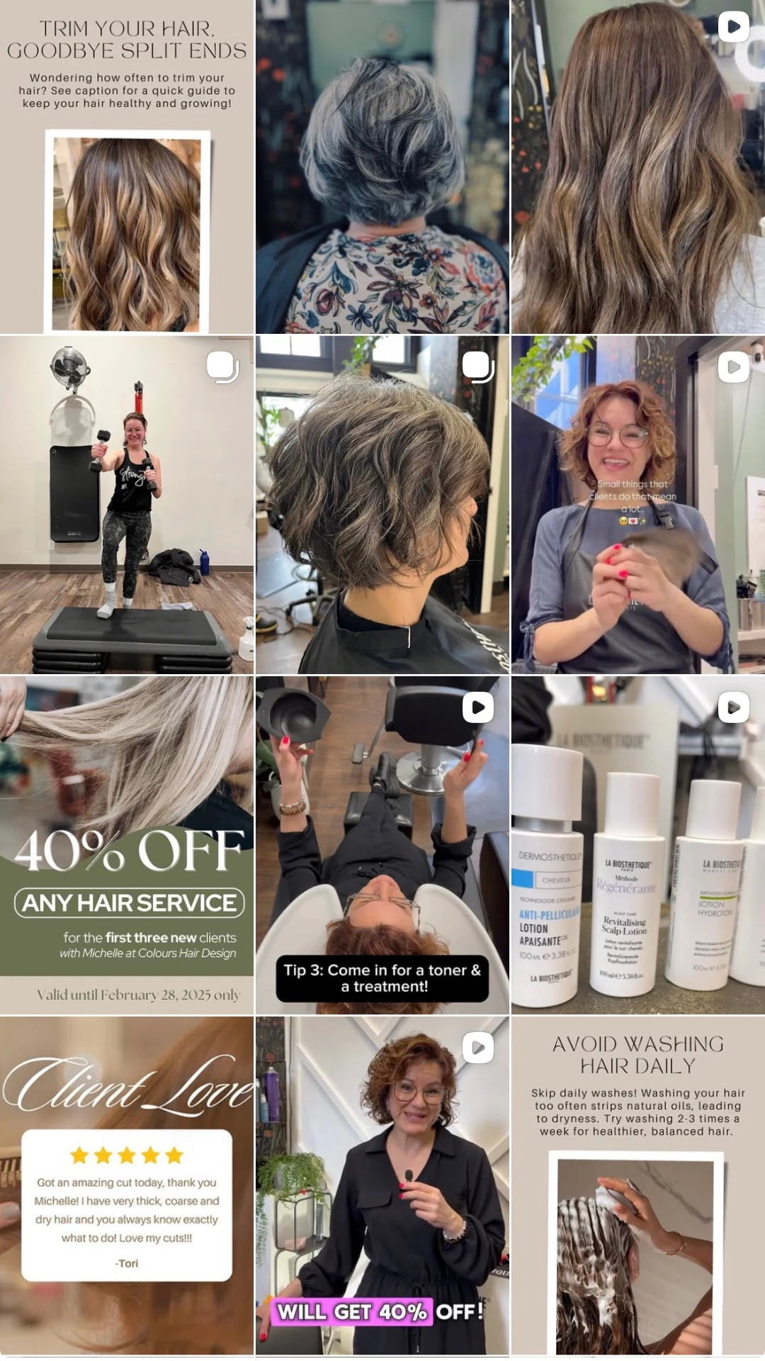 Hair design and salon social feed