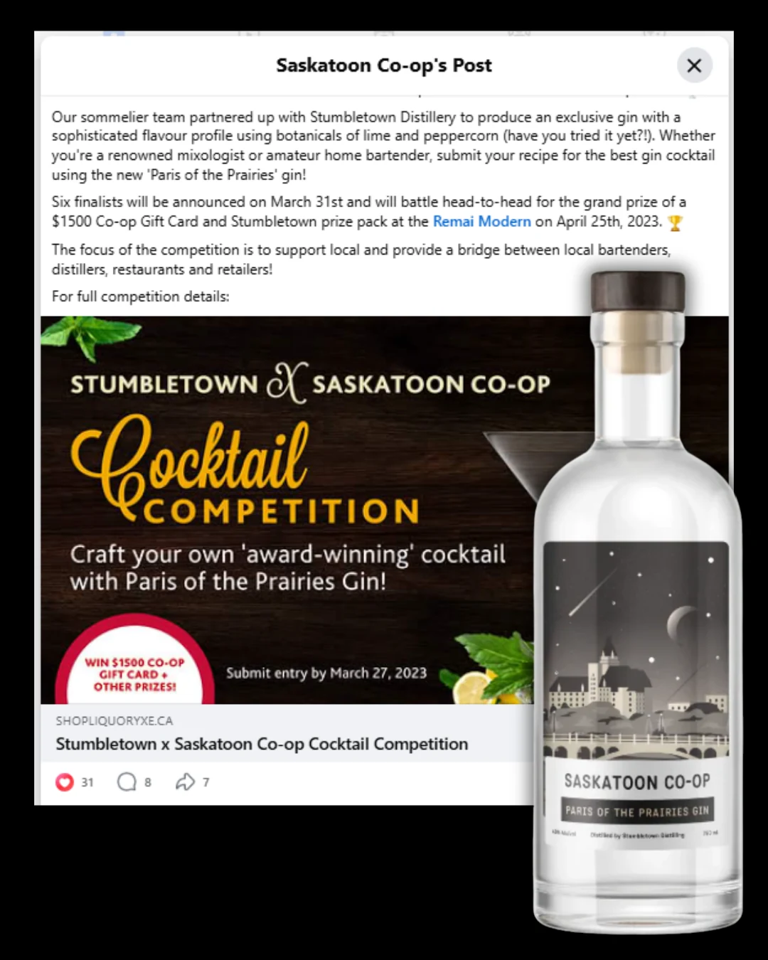Paris of the Prairies gin and community cocktail competition launch